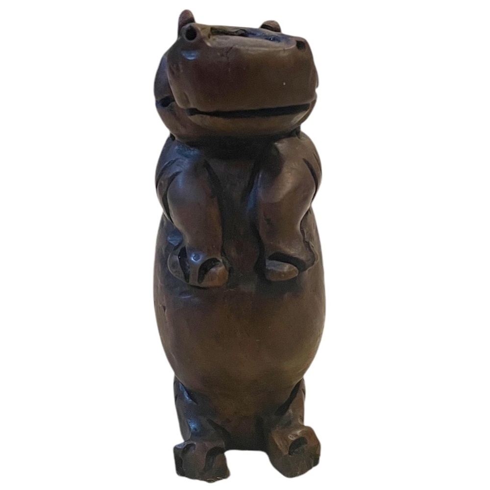Vintage Hand-Carved‎ Wooden Hippo
